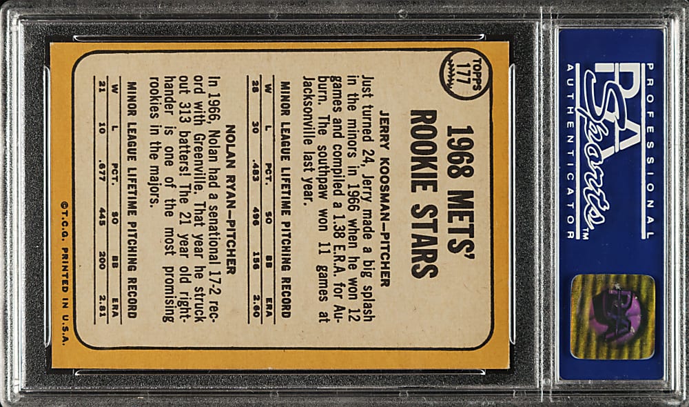 1968 Topps #177 Nolan Ryan Rookie PSA NM 7