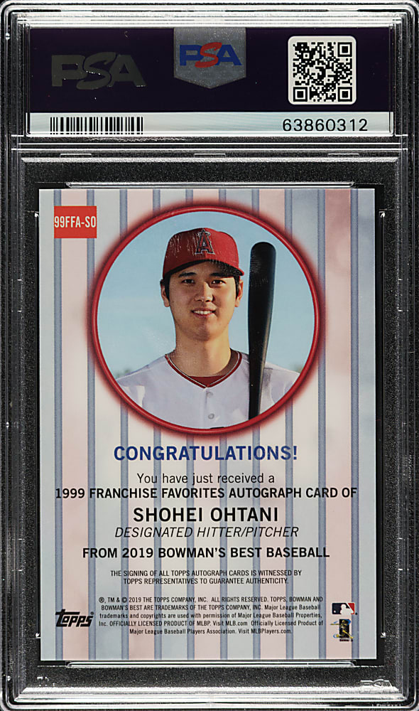 2019 Bowman's Best 1999 Franchise Favorites Autograph #SO Shohei Ohtani #26/30 PSA GEM MINT 10