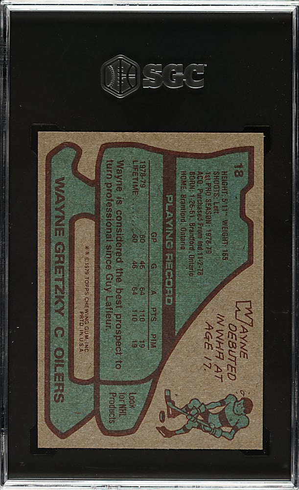 1979-1980 Topps Hockey #18 Wayne Gretzky Rookie SGC NM/MT 8