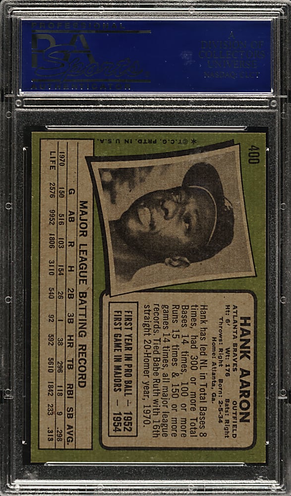 1971 Topps #400 Hank Aaron PSA NM-MT 8