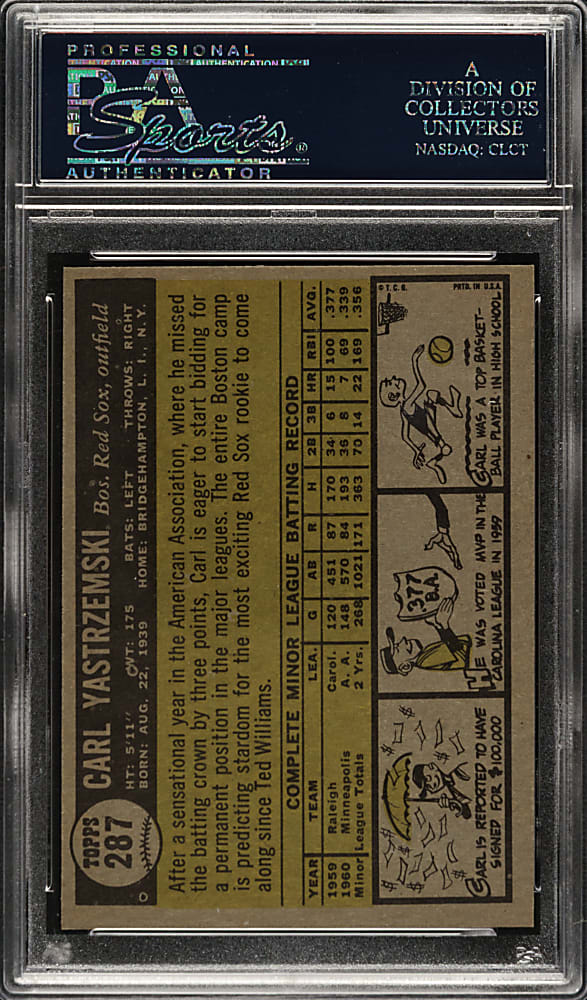 1961 Topps #287 Carl Yastrzemski PSA NM-MT+ 8.5