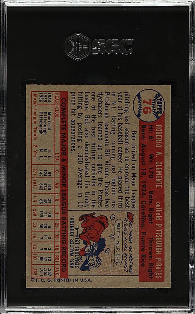 1957 Topps #76 Roberto Clemente SGC NM/MT 8