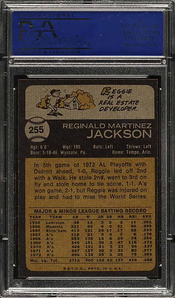 1973 Topps #255 Reggie Jackson PSA MINT 9