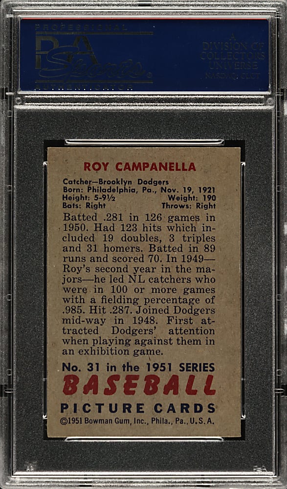 1951 Bowman #31 Roy Campanella PSA NM-MT 8