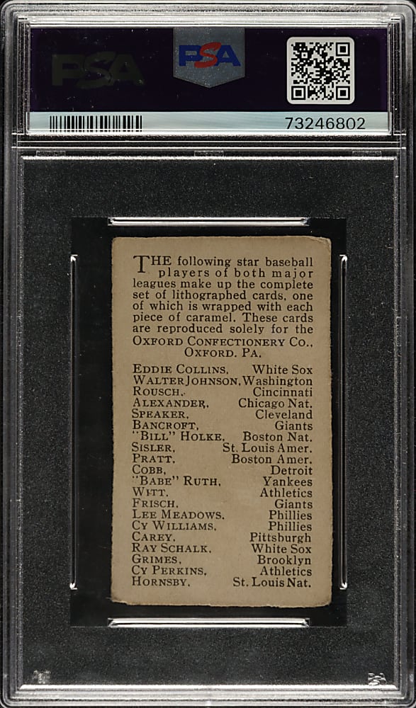 1921 E253 Oxford Confectionery Ray Schalk PSA Authentic