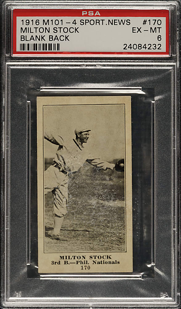 1916 M101-4 Sporting News #170 Milton Stock PSA EX-MT 6