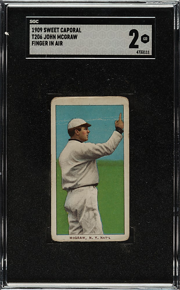 1909-1911 T206 White Border John McGraw Finger in Air SGC GOOD 2