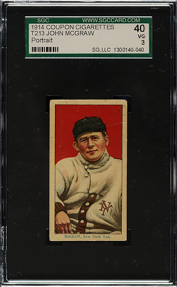 1914 T213 Coupon Cigarettes (Type 2) John McGraw Portrait SGC VG 40