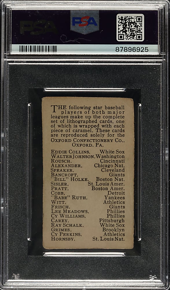 1921 E253 Oxford Confectionery Derrill Pratt PSA Authentic
