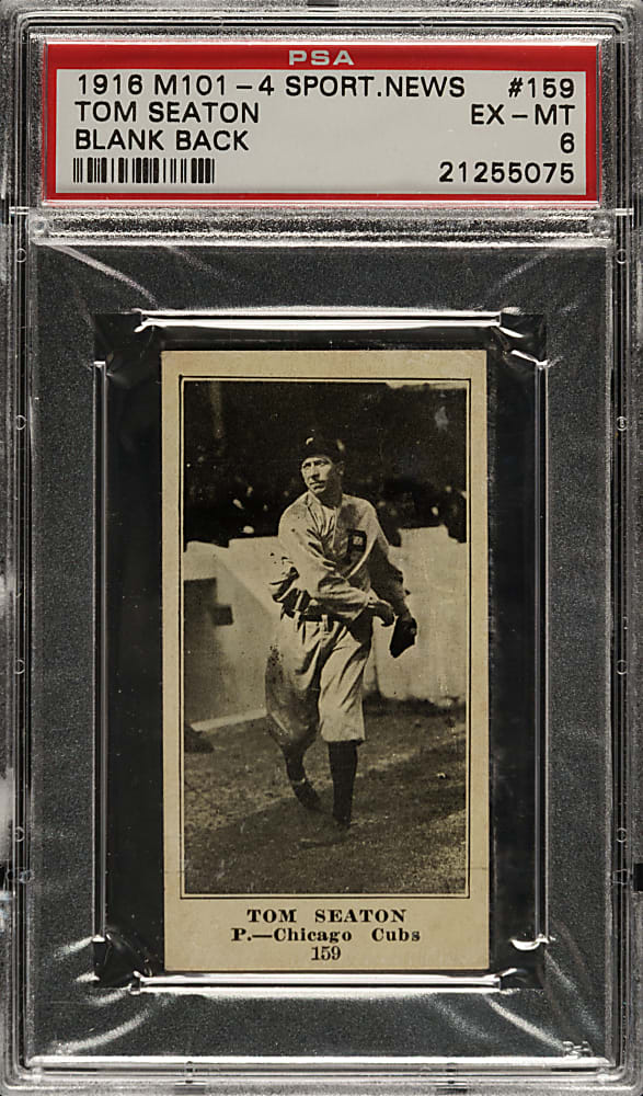 1916 M101-4 Sporting News #159 Tom Seaton PSA EX-MT 6