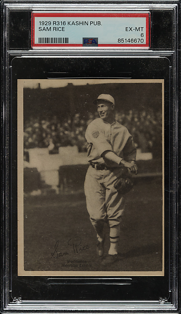 1929 R316 Kashin Publications Sam Rice PSA EX-MT 6