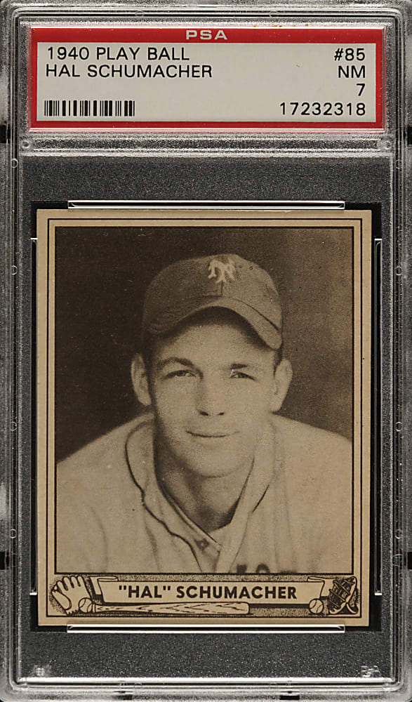 1940 R335 Play Ball #85 Hal Schumacher PSA NM 7
