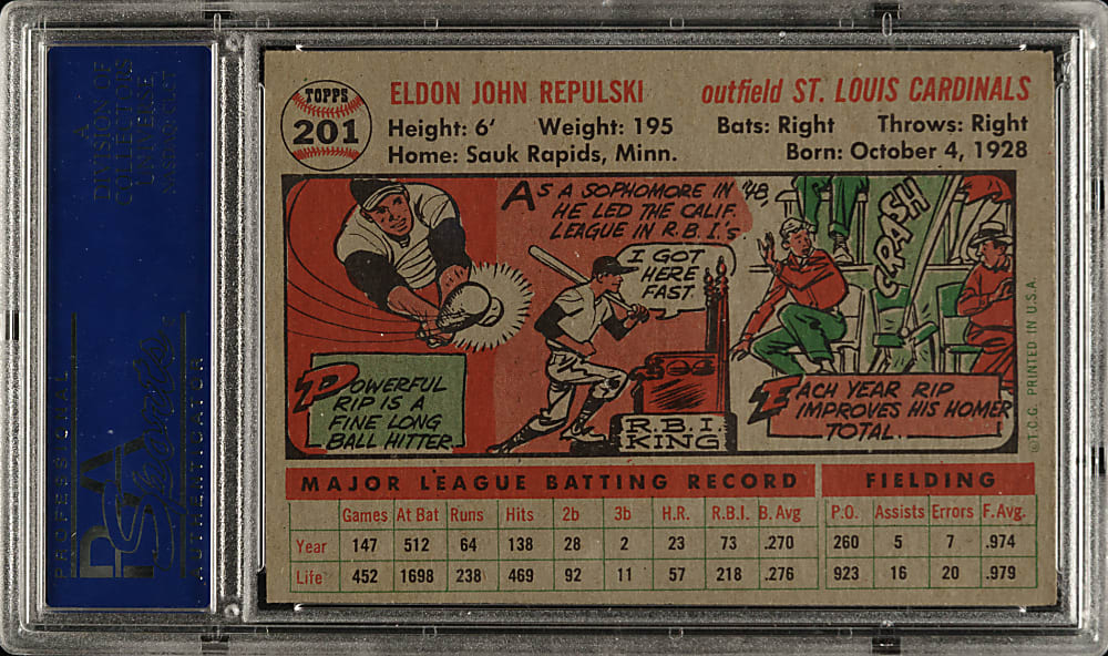 1956 Topps #201 Rip Repulski PSA NM-MT 8