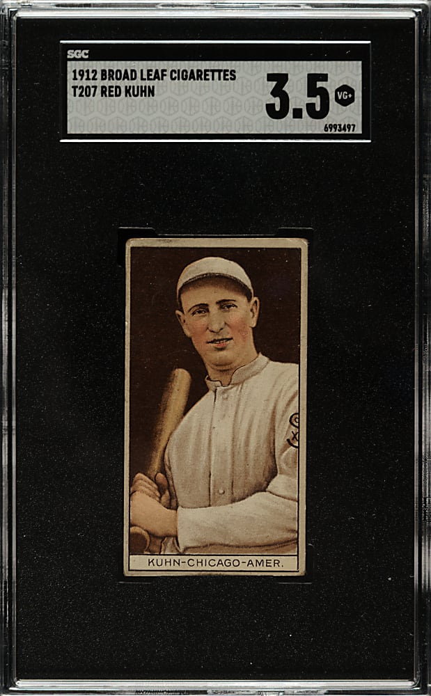 1912 T207 Brown Background "Red" Kuhn SGC VG+ 3.5 - Broadleaf Back