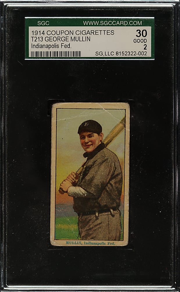 1914 T213 Coupon Cigarettes (Type 2) George Mullin Indianapolis SGC GOOD 30
