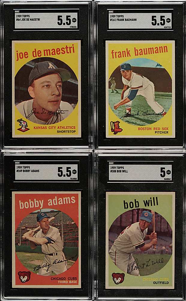 1959 Topps SGC-Graded Collection (4): De Maestri, Baumann, Adams, and Will