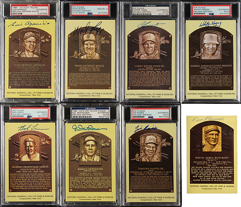 Signed Yellow Hall of Fame Postcard Collection (8) - PSA/DNA and JSA