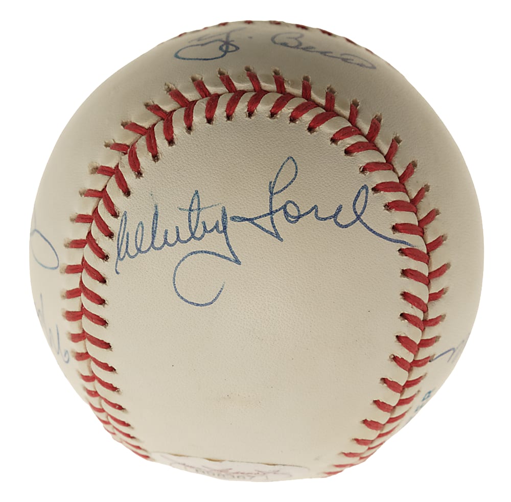 New York Yankees Hall of Fame and Stars Multi-Signed Baseball with Mickey Mantle, Whitey Ford and Yogi Berra - JSA