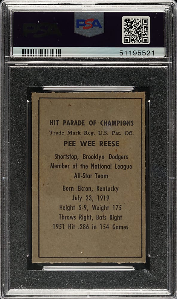 1952 Berk Ross Pee Wee Reese PSA NM-MT 8