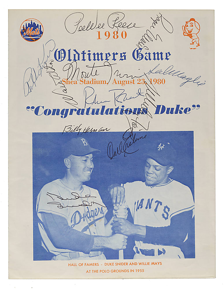 1980 New York Mets Oldtimers Game Multi-Signed Program with Maris, Reese, and Snider - JSA