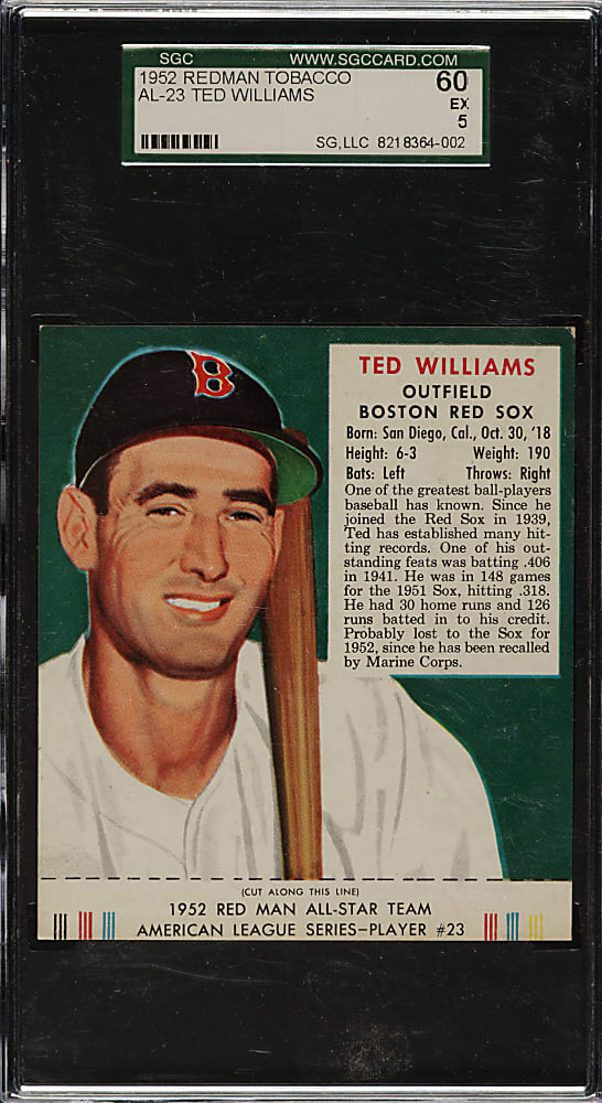 1952 Redman Tobacco #AL-23 Ted Williams SGC EX 60