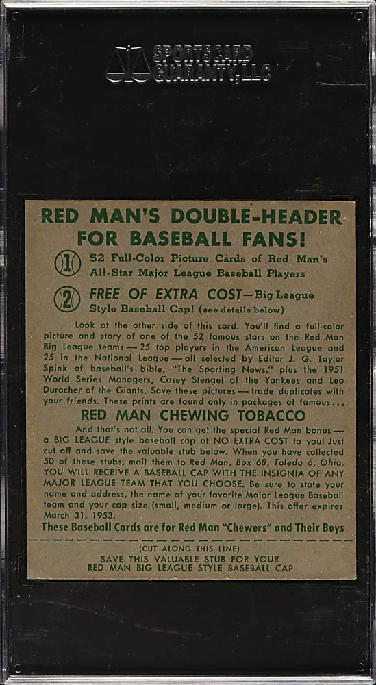1952 Red Man Tobacco #NL-2 Richie Ashburn SGC VG/EX 4