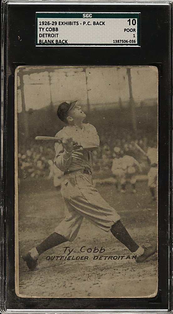 1926-1929 "Exhibit-Style Postcard-Back" Ty Cobb (Detroit) SGC POOR 10