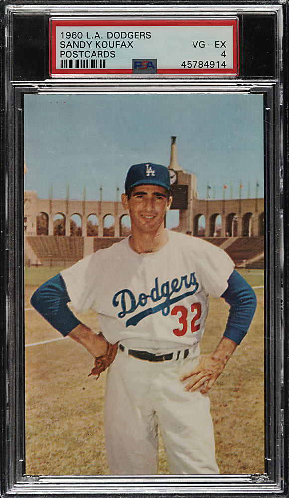 1960 Los Angeles Dodgers Postcard Sandy Koufax PSA VG-EX 4