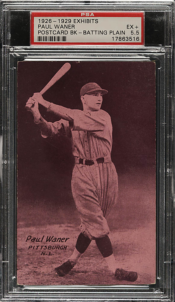 1926-1929 "Exhibit-Style Postcard-Back" Paul Waner Rookie PSA EX+ 5.5