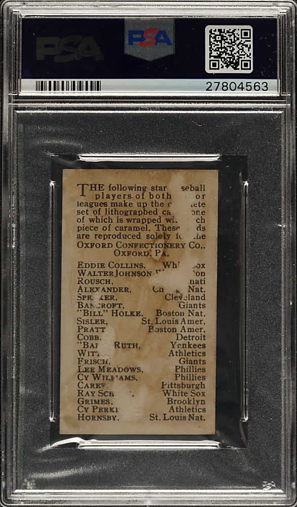 1921 E253 Oxford Confectionery Walter Johnson PSA POOR 1