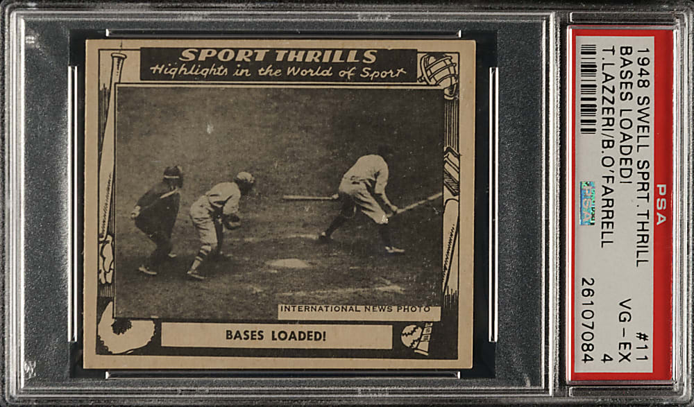 1948 Swell Bubble Gum Sport Thrills #11 Bases Loaded with Tony Lazzeri PSA VG-EX 4