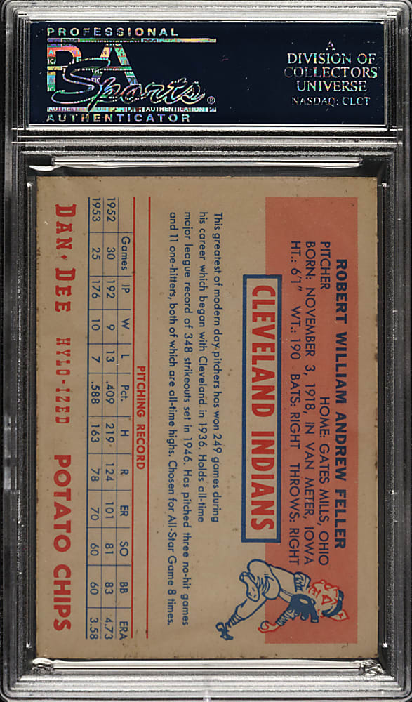 Signed 1954 Dan-Dee Potato Chips Bob Feller - PSA/DNA