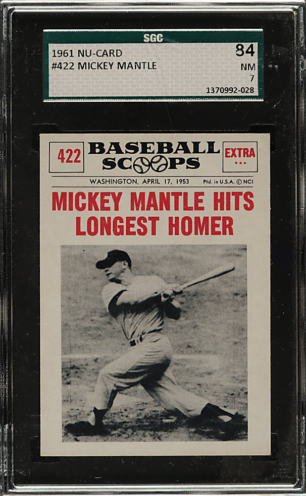 1961 Nu-Card Scoops #422 Mickey Mantle Hits Longest Homer SGC NM 84