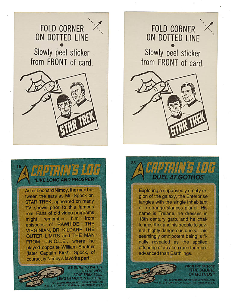 1976 Topps "Star Trek" Complete Set (88) Plus Complete Sticker Set (22)