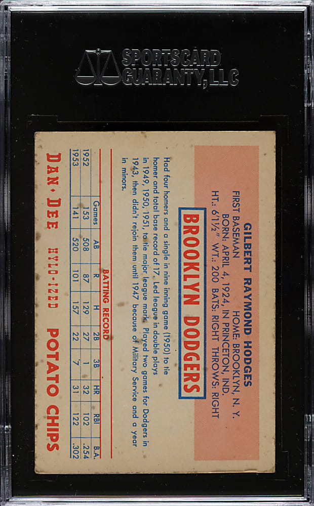 1954 Dan-Dee Potato Chips Gil Hodges SGC EX 60