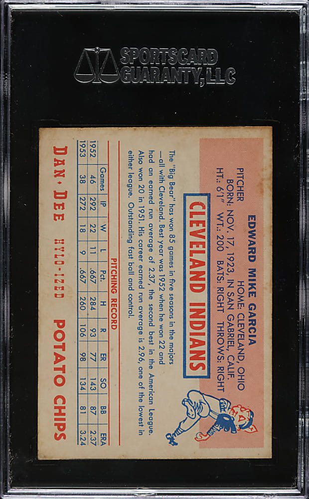 1954 Dan-Dee Potato Chips Mike Garcia SGC VG/EX 50