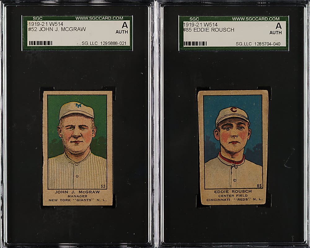1920-1921 W514 #52 John McGraw and #85 Eddie Rousch SGC Authentic Pair