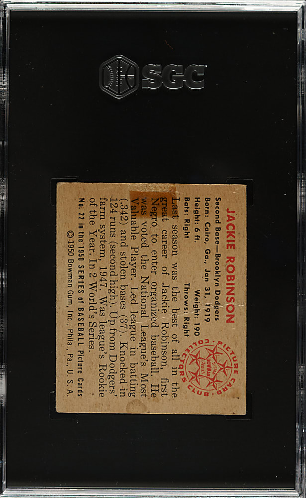 1950 Bowman #22 Jackie Robinson SGC POOR 1