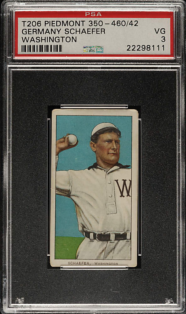 1909-1911 T206 White Border Germany Schaefer Washington PSA VG 3 - Piedmont "Factory 42" Back