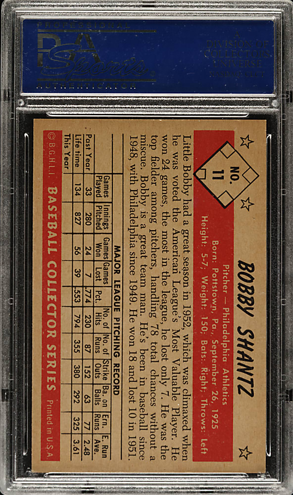 1953 Bowman Color #11 Bobby Shantz PSA NM-MT 8