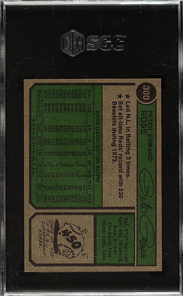1974 Topps #300 Pete Rose SGC EX/NM 6