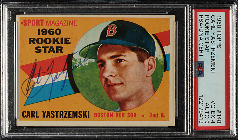 Signed 1960 Topps #148 Carl Yastrzemski Rookie PSA VG-EX 4 with MINT 9 Signature