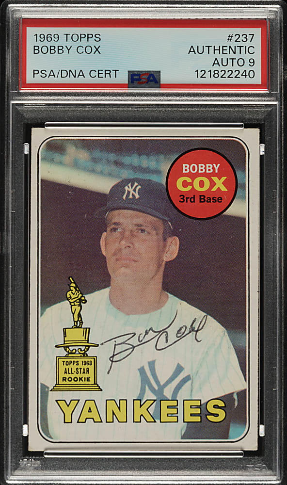 Signed 1969 Topps #237 Bobby Cox PSA/DNA MINT 9