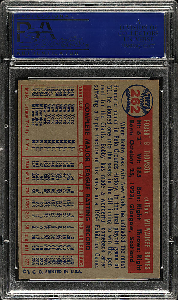1957 Topps #262 Bobby Thomson PSA NM 7
