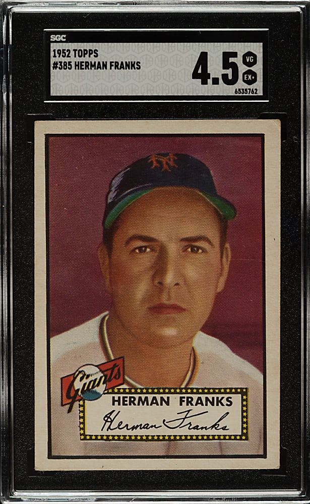1952 Topps #385 Herman Franks High Number SGC VG/EX+ 4.5