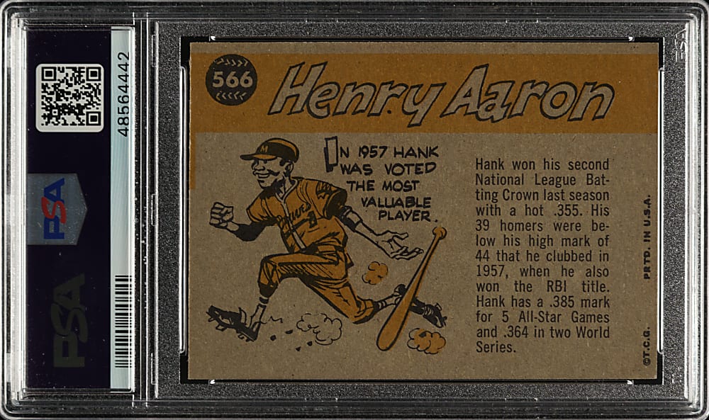 1960 Topps #566 Hank Aaron All-Star PSA NM 7