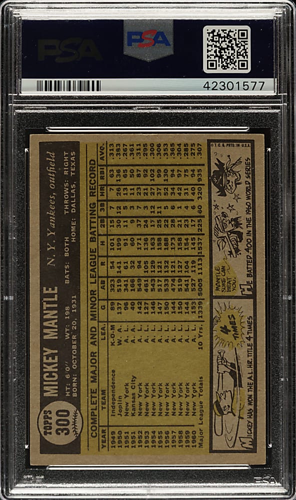 1961 Topps #300 Mickey Mantle PSA EX+ 5.5