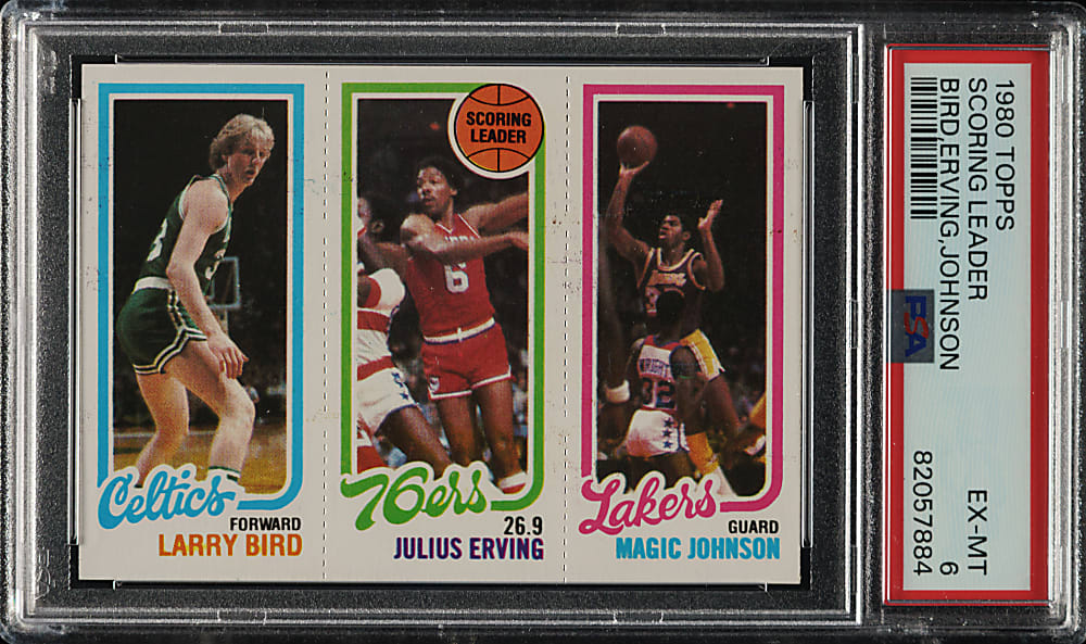 1980-1981 Topps Basketball Larry Bird/Julius Erving/Magic Johnson Rookie PSA EX-MT 6