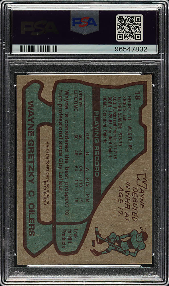 1979-1980 Topps Hockey #18 Wayne Gretzky Rookie PSA EX 5
