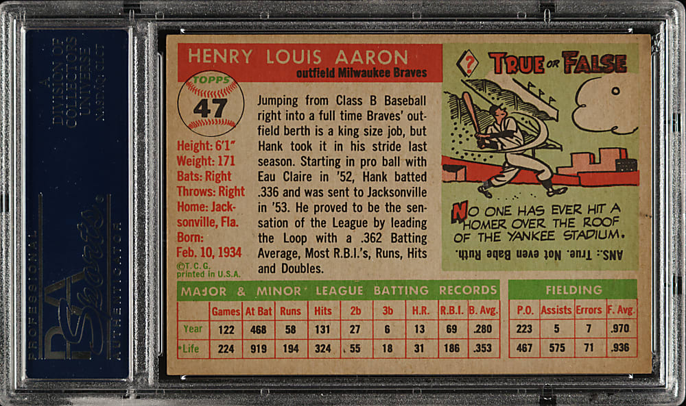1955 Topps #47 Hank Aaron PSA EX 5